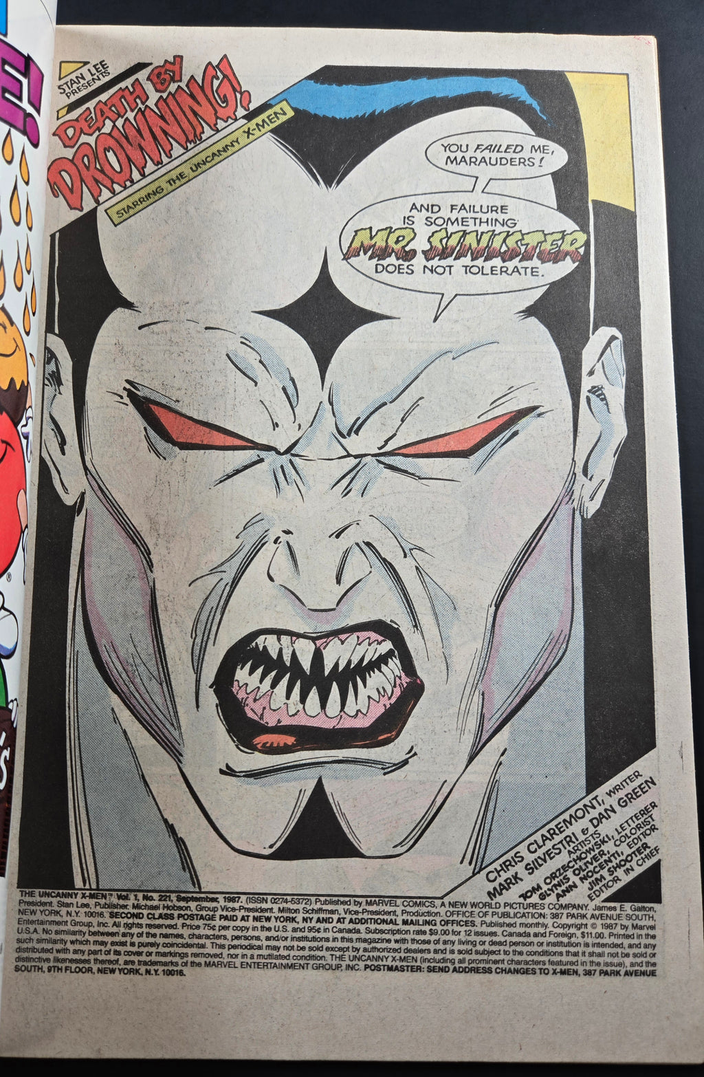 The Uncanny X-Men #221 (Marvel Comics September 1987) 1st MISTER SINISTER!! VF+