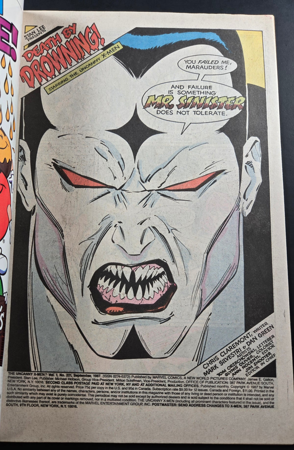 The Uncanny X-Men #221 (Marvel Comics September 1987) 1st MISTER SINISTER!! VF+