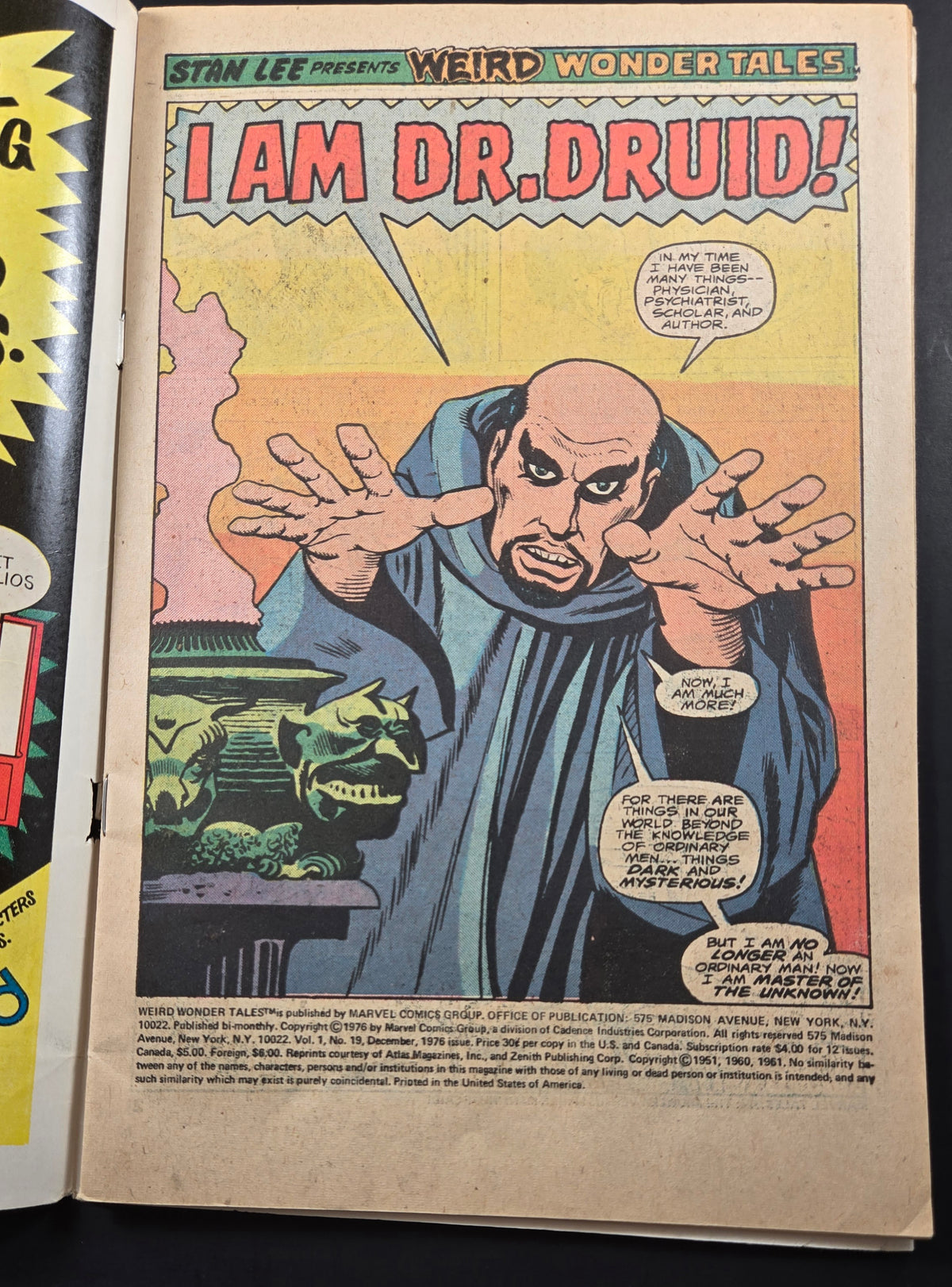 Weird Wonder Tales #19 (Marvel Comics December 1976)Origin & 1st "Dr. Druid" VG/FN