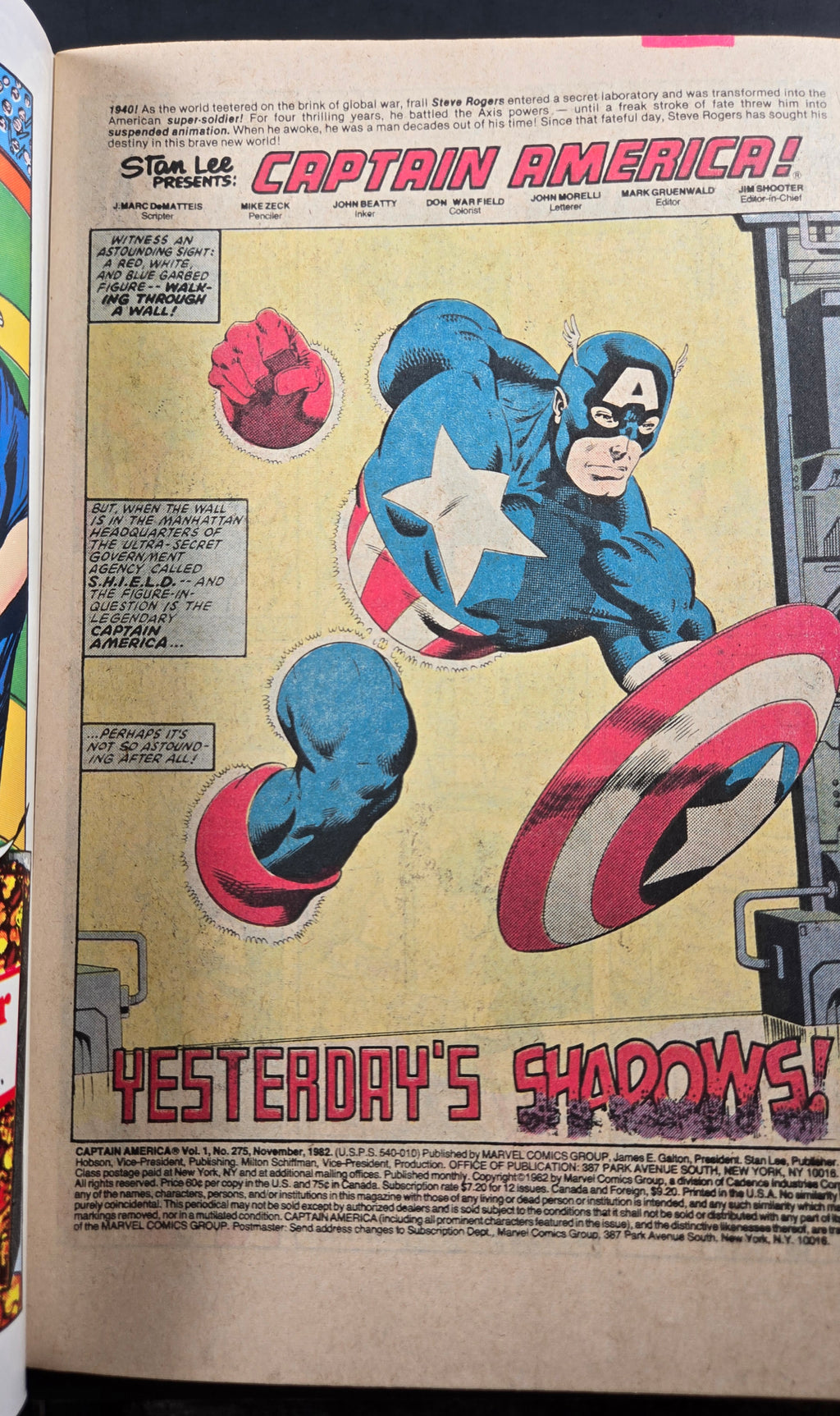 Captain America #275 (Marvel Comics November 1982)NM